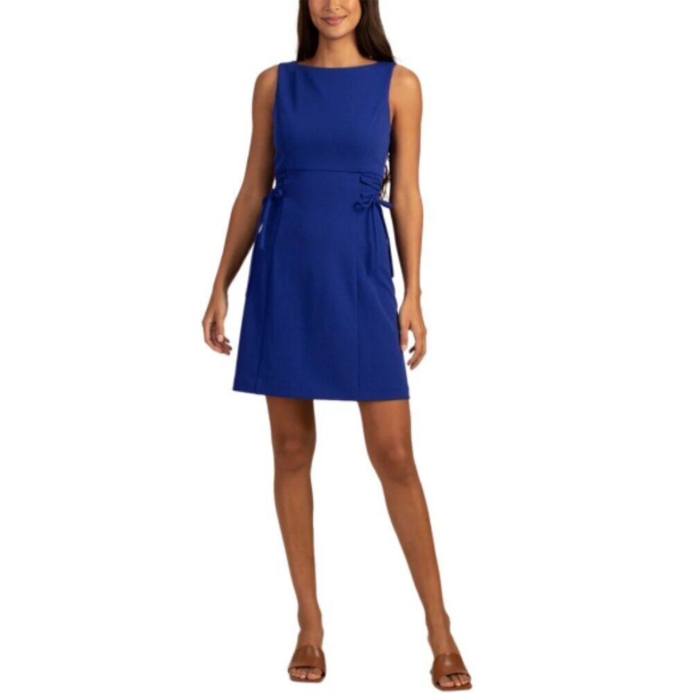 Trina Turk 'Cressida' Side-Tie Lace-Up Sleeveless Crepe Dress, Majorelle Blue